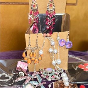 Elegant Pink and Orange Mystery jewelry lot